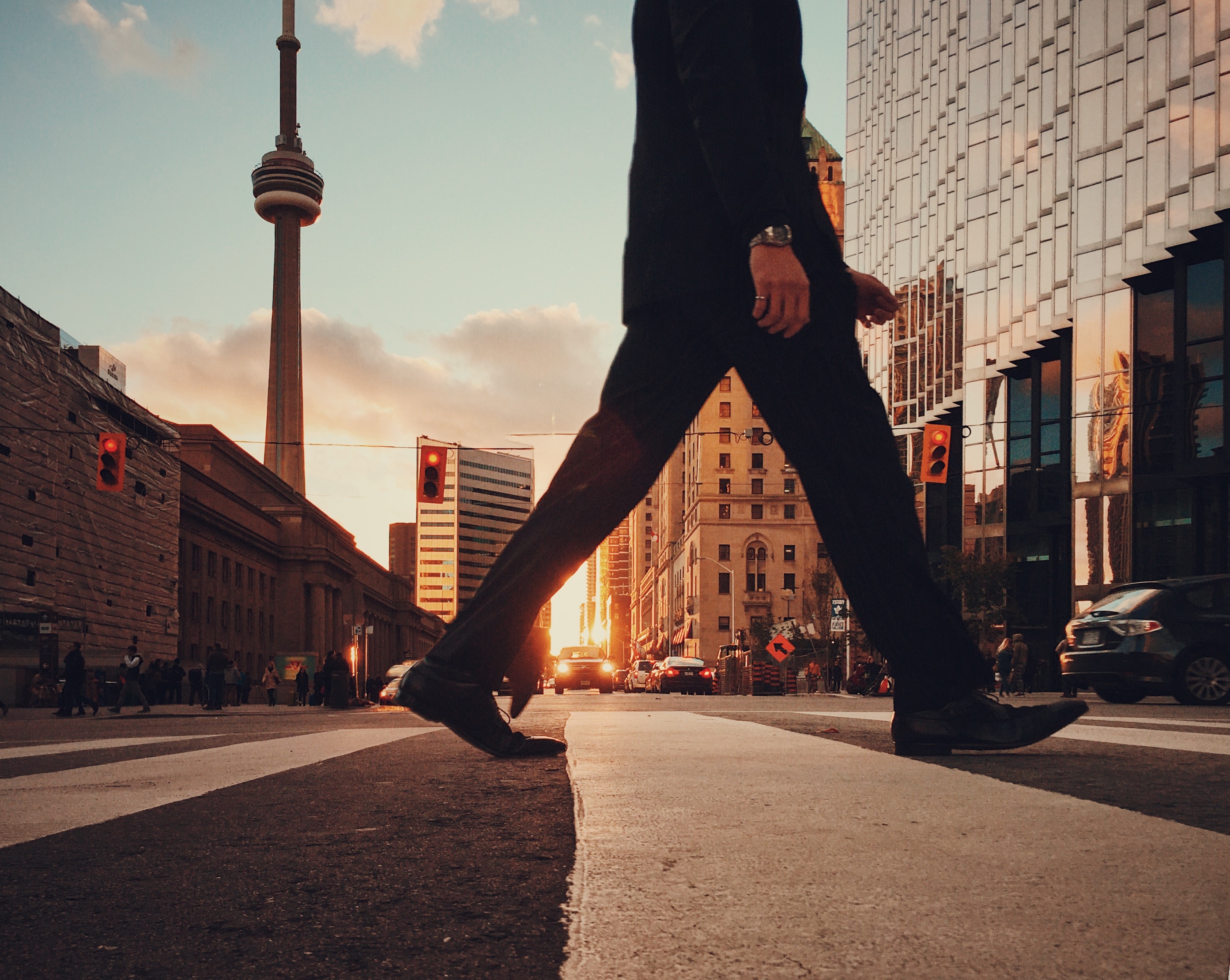 man walking the streets of the city