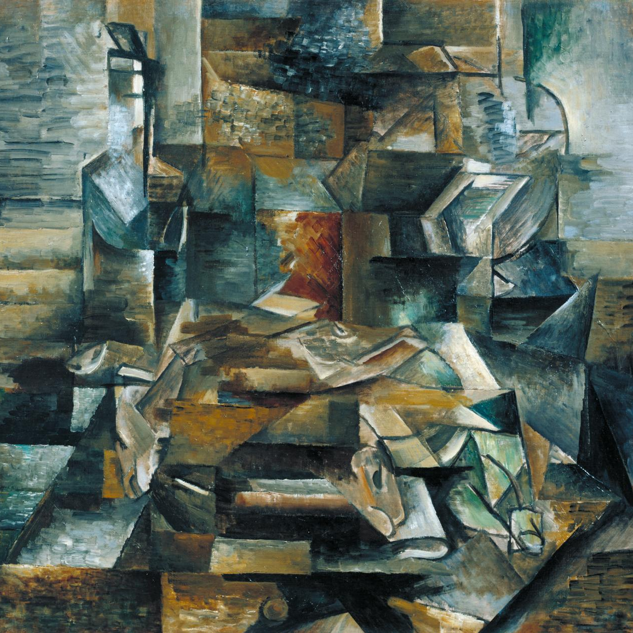 bottle and fishes, george braque's paint